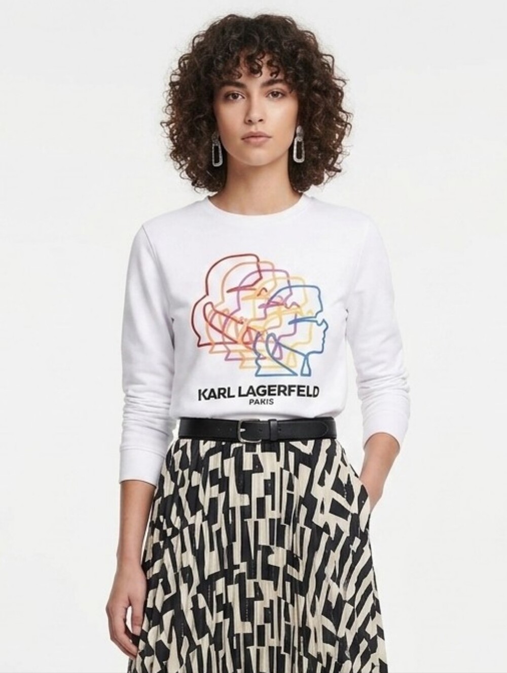 Karl Lagerfeld Paris ✨️ Women's White Crewneck Cotton Blend Sweatshirt Size XS